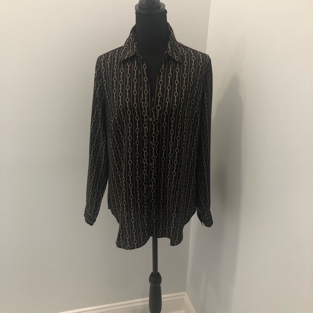 Black Gold link dress shirt Ann Taylor size Medium button down